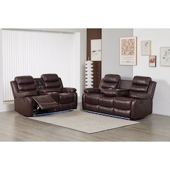 Faux Leather Manual Reclining Sofa Set – 2-Piece Home Theater Seating