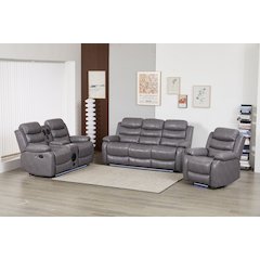 Faux Leather Manual Reclining Sofa Set – 3-Piece Home Theater Seating
