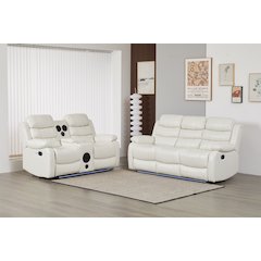 Faux Leather Manual Reclining Sofa Set – 2-Piece Home Theater Seating
