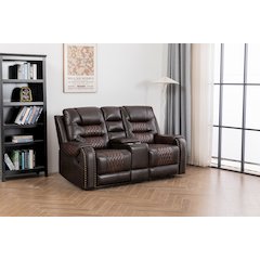 Ilyiano Two Tone Faux Leather Livingroom Reclining Loveseat In Brown