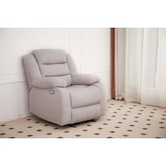 Kingway Adrien Fabric Power Recliner With USB in Gray