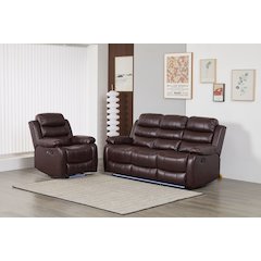 Faux Leather Manual Reclining Sofa Set – 2PC Home Theater Seating