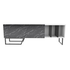 Linossa Tv Stand White Bendire Marble Black