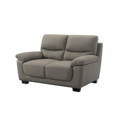 2-Seater Renzo Living Room Top Grain Leather Match In Gray Green Color