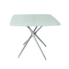 Square Modern Frosted/Chrome Tempered Glass 36 In. Criss Cross Legs