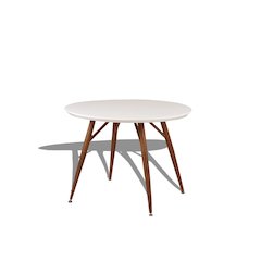 42" Round Glossy Lacquer Finish & Woodern Printing Wood In White/Brown