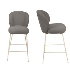Upholstery Fabric Contemporary Counter Stool Height In Gray Set Of 2