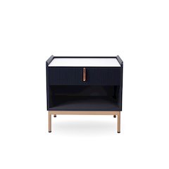 Loft Modern Sintered Stone End Table/ Night Stand In White/ Grey