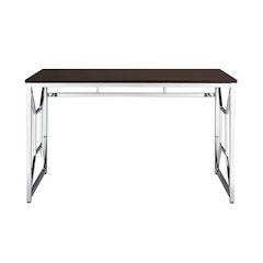 Contemporary Martha Writing Desk Wooden & Chrome In Brown