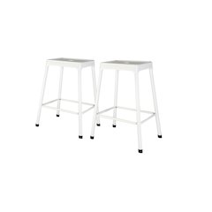 Monoco Stool, Counter Stool Metal White Powder Coating, Set Of 2