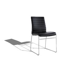 Guest Waiting Side Chair Pvc/Chrome In Black, Set Of 2