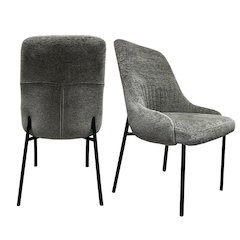Upholstery Boucle Fabric Dining Side Chair Set Of 2, Grey