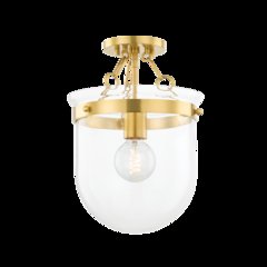 Dunbar Semi Flush, Aged Brass