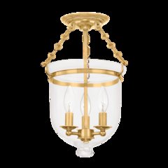 Hampton Semi Flush, Aged Brass