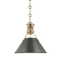 Metal No. 2 Pendant, Aged Brass, Distressed Bronze