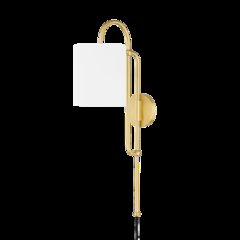 Caroline Plug-In Sconce, Aged Brass