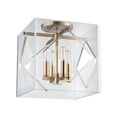 Travis Semi Flush, Aged Brass