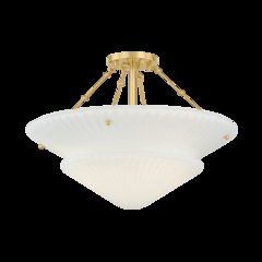 Loburn Semi Flush, Aged Brass