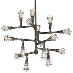 Conduit Chandelier, Aged Pewter