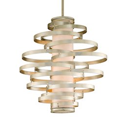 Vertigo Chandelier, Modern Silver Leaf