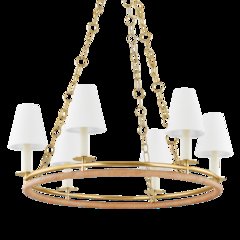 Swanton Chandelier, Aged Brass