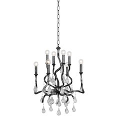 Aveline Chandelier, Black Silver Leaf