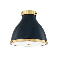 Painted No. 3 Flush Mount, Aged Brass