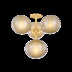 Zaley Semi Flush, Aged Brass