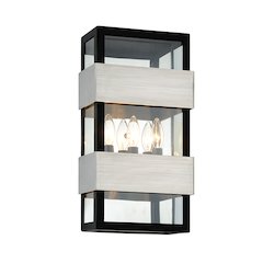 Dana Point Exterior Wall Sconce, Black With Brushed Stainless
