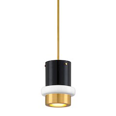 Beckenham Pendant, Vintage Polished Brass, Black Brass