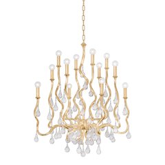 Aveline Chandelier, Gold Leaf