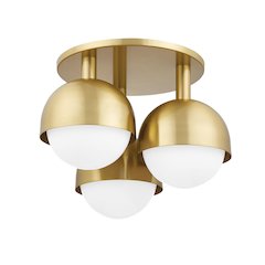 Foster Semi Flush, Aged Brass