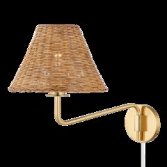 Issa Plug-In Sconce, Aged Brass