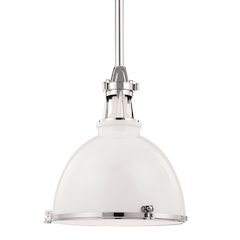 Massena Pendant, White, Polished Nickel Combo