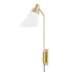 Hooke Plug-In Sconce, Aged Brass