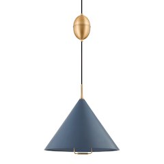 Fontana Pendant, Patina Brass, Slate Blue