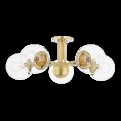 Meadow Semi Flush, Aged Brass