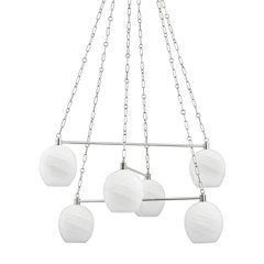 Asbury Park Chandelier, Polished Nickel