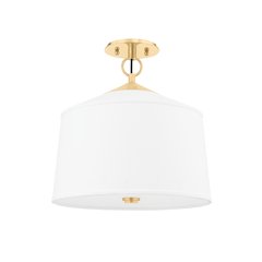 White Plains Semi Flush, Aged Brass