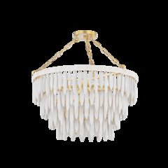 Tiffany Chandelier, Aged Brass