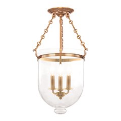 Hampton Semi Flush, Aged Brass