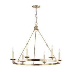 Allendale Chandelier, Aged Brass