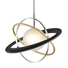 Apogee Chandelier, Bronze Gold Leaf And Stainless