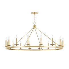 Allendale Chandelier, Aged Brass