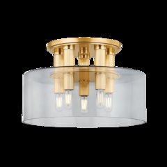 Crystler Flush Mount, Aged Brass