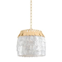 Coralie Pendant, Vintage Gold Leaf
