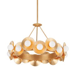Emerald Chandelier, Vintage Gold Leaf