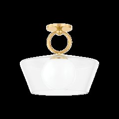 Elmsford Semi Flush, Aged Brass