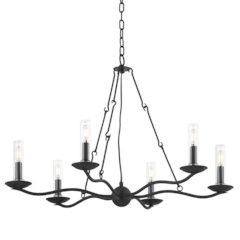 Sawyer Exterior Chandelier, Forged Iron