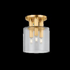 Crystler Flush Mount, Aged Brass